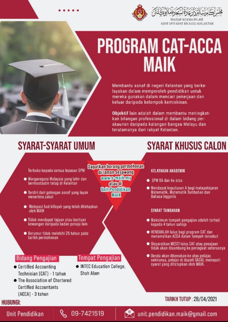 Tawaran Program CAT-ACCA Tajaan MAIK Terbuka Buat Lepasan SPM