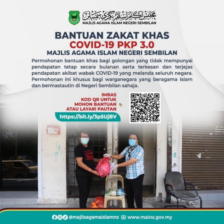 Permohonan Bantuan Zakat Khas Covid-19 PKP 3.0 Negeri Sembilan Kini Dibuka