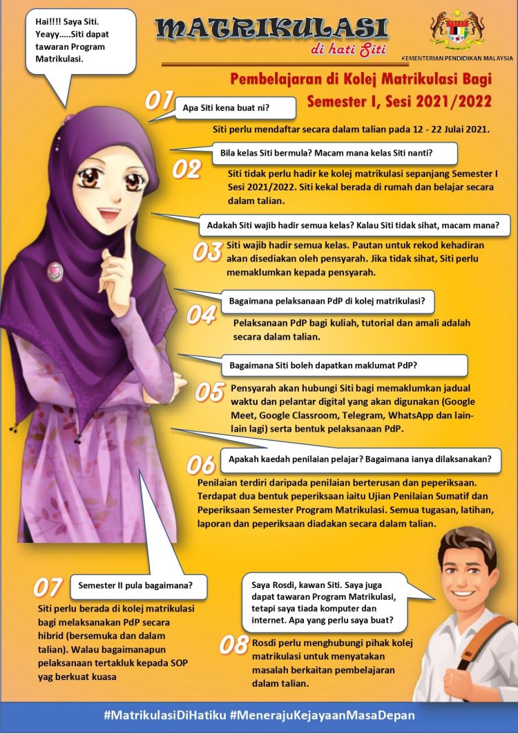 Kaedah Pelaksanaan PdPR Program Matrikulasi KPM Semester 1 2021/2022 Mulai 28 Julai 