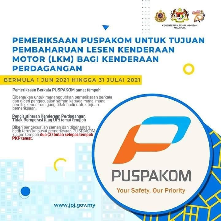 Senarai Pelanjutkan Khas Urusniaga JPJ Bagi Yang Terkesan Dalam Tempoh PKP 3.0