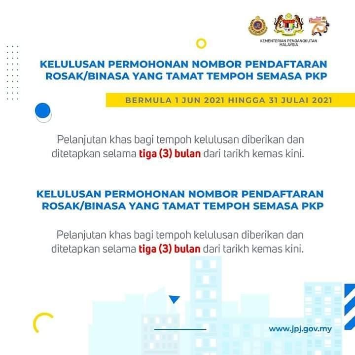 Senarai Pelanjutkan Khas Urusniaga JPJ Bagi Yang Terkesan Dalam Tempoh PKP 3.0