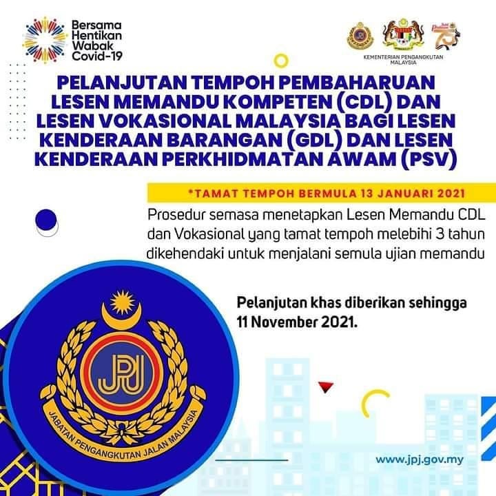 Senarai Pelanjutkan Khas Urusniaga JPJ Bagi Yang Terkesan Dalam Tempoh PKP 3.0