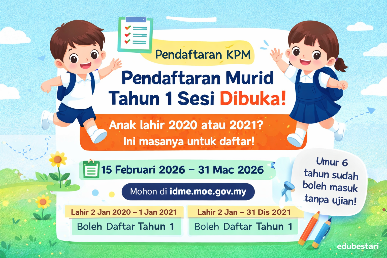 Permohonan Daftar Anak Darjah 1 Tahun 2027