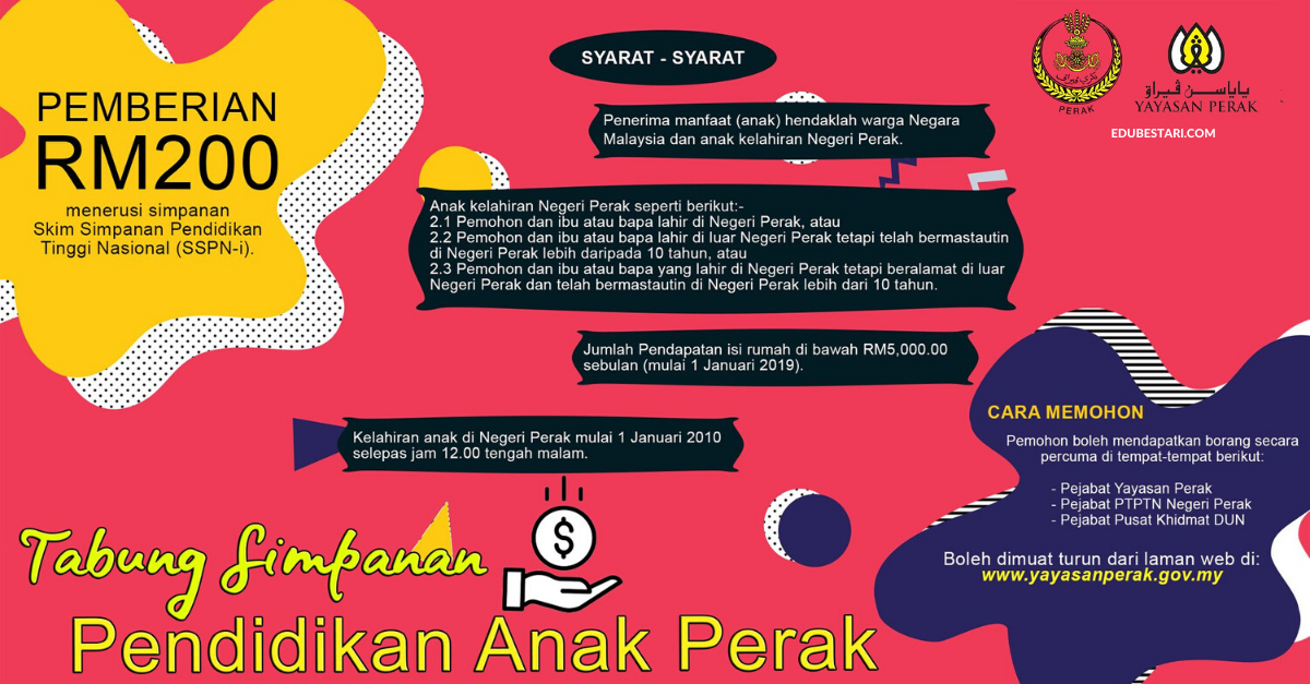 Permohonan Tabung Simpanan Pendidikan Anak Perak ~ Insentif RM200 Percuma Bagi Semua Bayi Kelahiran Negeri Perak