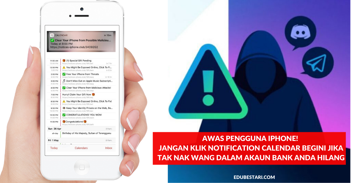 Awas Pengguna iPhone! Jangan Klik Notification Calendar Begini Jika Tak Nak Wang Dalam Akaun Bank Anda Hilang