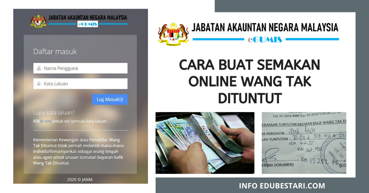 cara buat semakan online wang tak dituntut