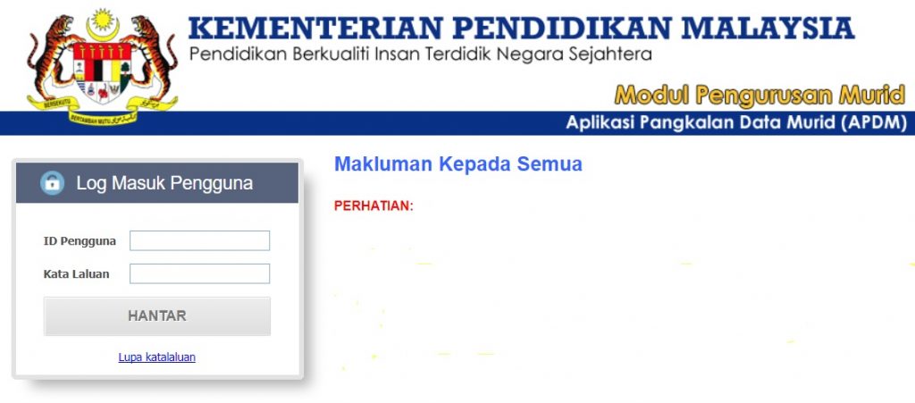 Apdm Login APDM: Aplikasi Pangkalan Data Murid.Moe.Gov.My » EduBestari