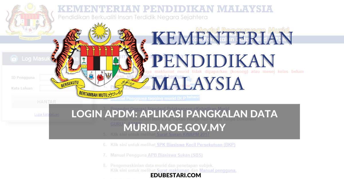 Login APDM: Aplikasi Pangkalan Data Murid.Moe.Gov.My