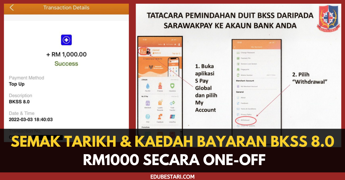 Semak Tarikh & Kaedah Bayaran BKSS 8.0 RM1000 Secara One-Off