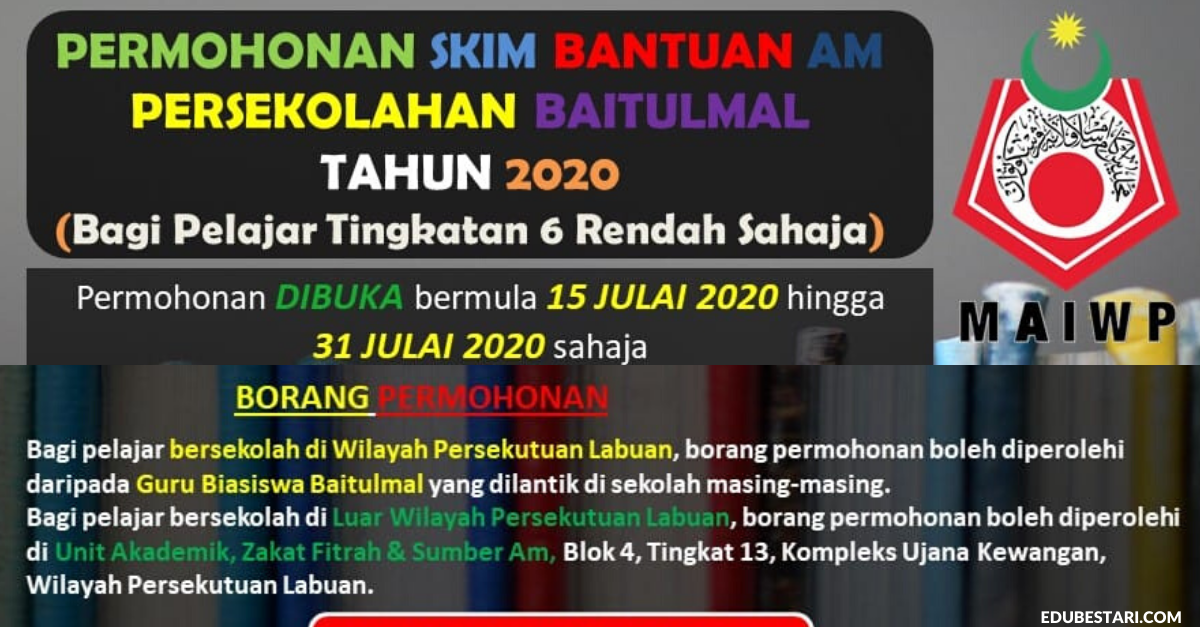 Permohonan Skim Bantuan Am Persekolahan Baitumal 2020 Kini DIbuka
