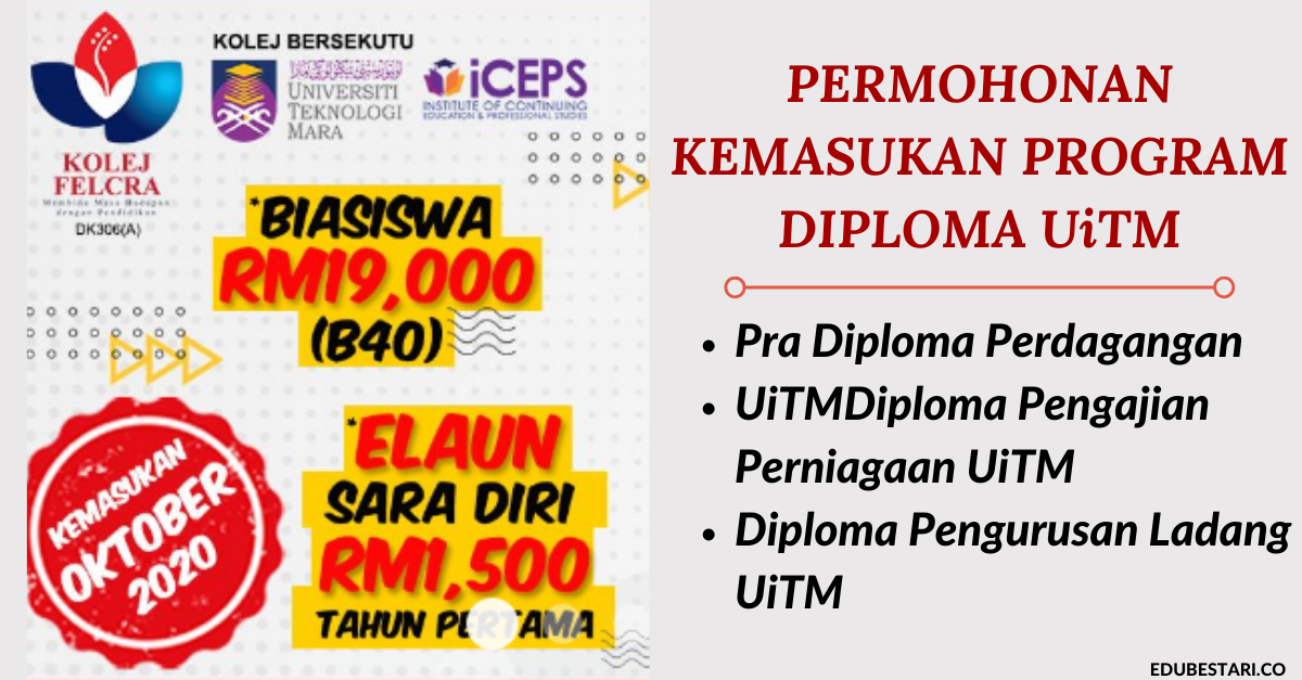 Pra Diploma Perdagangan UiTM Diploma Pengajian Perniagaan UiTM Diploma Pengurusan Ladang UiTM