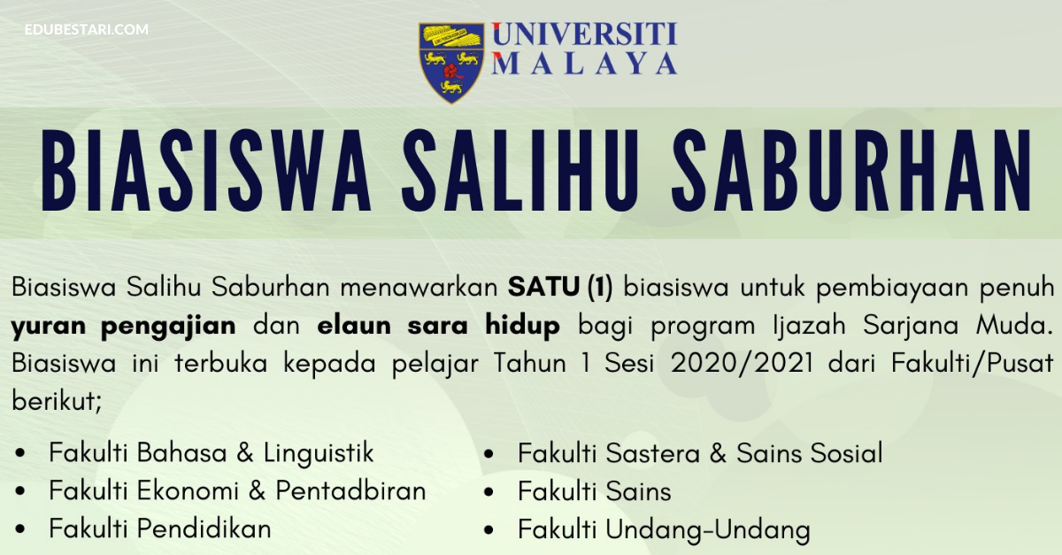 Permohonan Biasiswa Salihu Saburhan Buat Pelajar Universiti Malaya