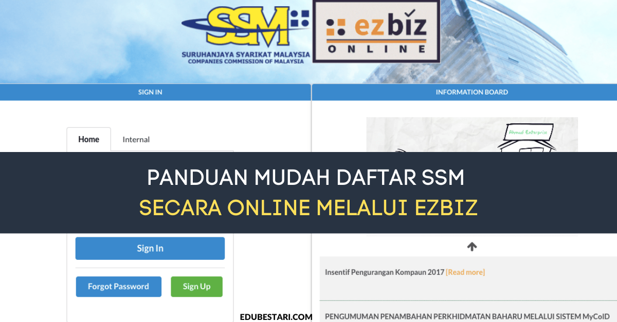 Panduan Mudah Daftar SSM Secara Online Melalui ezBiz
