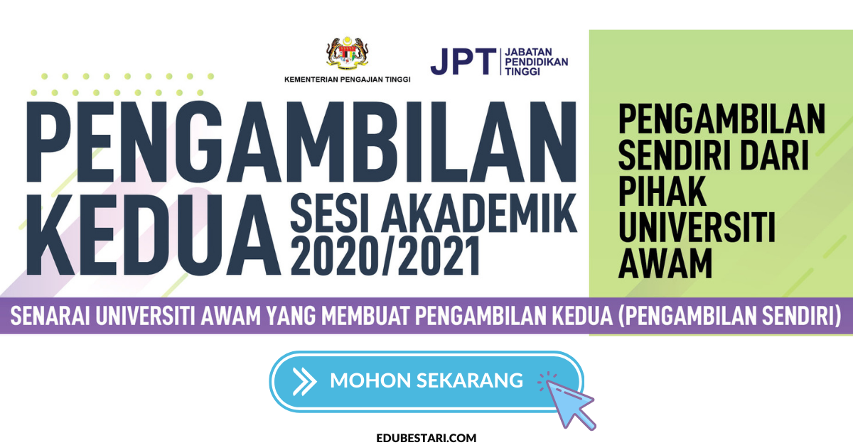 Permohonan Pengambilan Kedua Ke Universiti Awam Sesi Akademik 2020/2021 Lepasan SPM & STPM/Setaraf