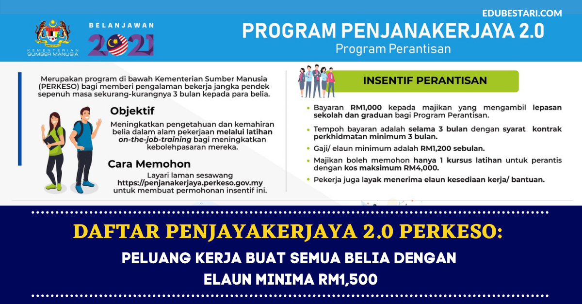 Daftar PenjayaKerjaya 2.0 PERKESO: Peluang Kerja Buat Semua Belia Dengan Elaun Minima RM1,500