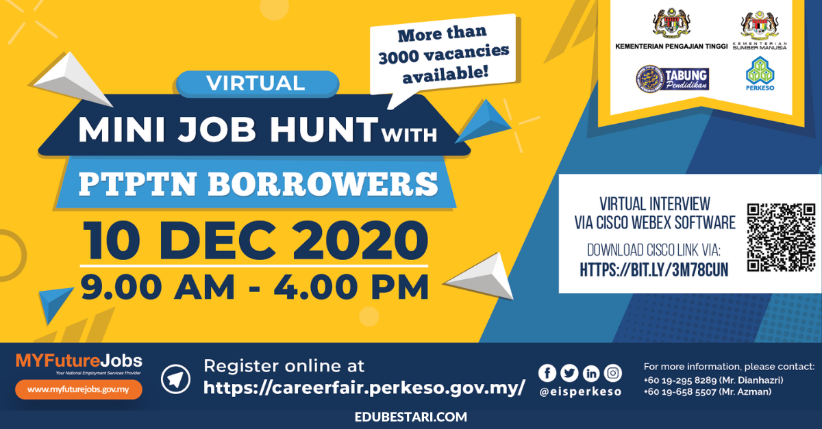 Lebih 3,000  Peluang Kerja: Daftar Virtual Mini Job Hunt PERKESO Untuk Sertai Sesi Temuduga Secara Dalam Talian