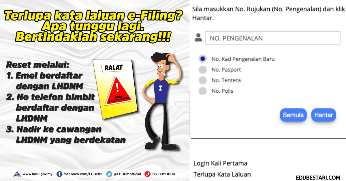 Terlupa Kata Laluan e-Filing? Ini 3 Cara Reset Kata Laluan e-Filing 