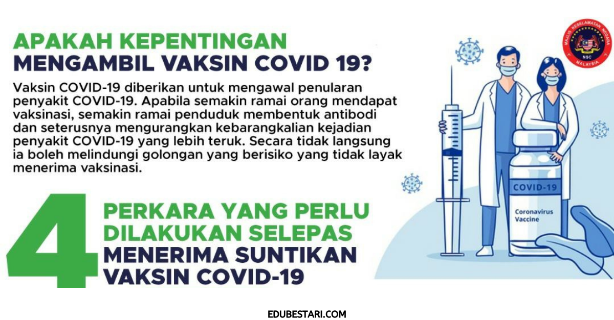 4 Perkara Yang Perlu Dilakukan Selepas Terima Suntikan Vaksin Covid-19
