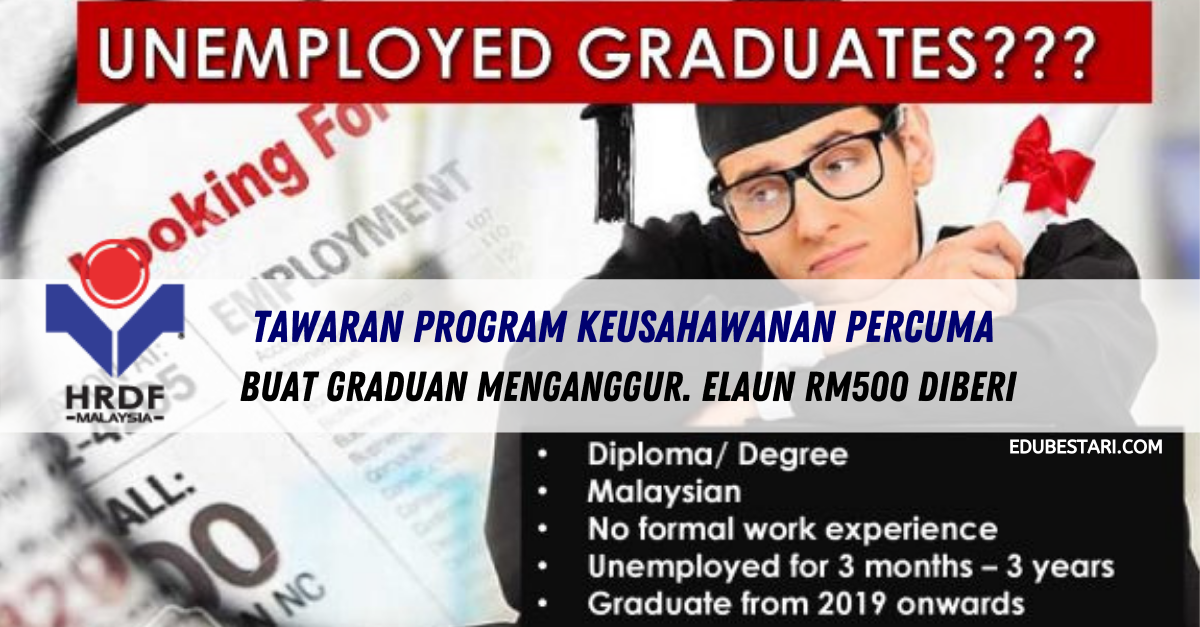 HRDF: Tawaran Program Keusahawanan Percuma Buat Graduan Menganggur. Elaun RM500 Diberi