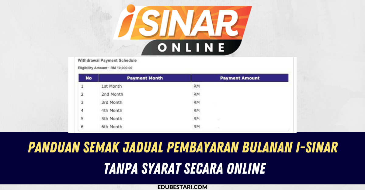 Panduan Semak Jadual Pembayaran Bulanan I-Sinar Tanpa Syarat Secara Online