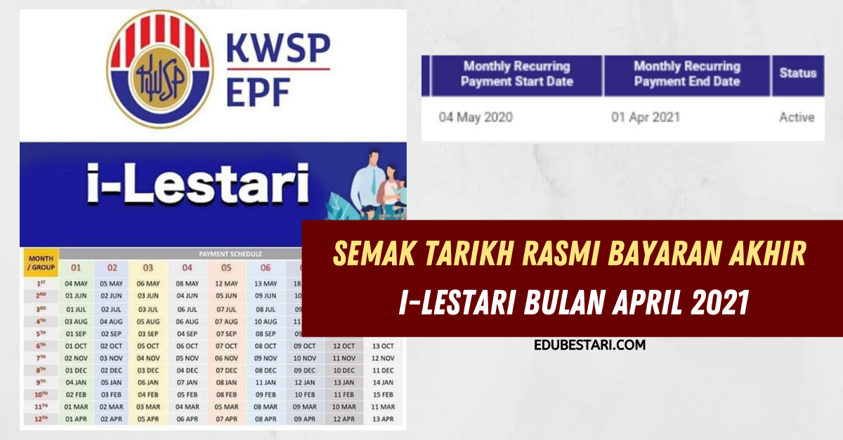 Semak Tarikh Rasmi Bayaran Akhir i-Lestari Bulan April 2021