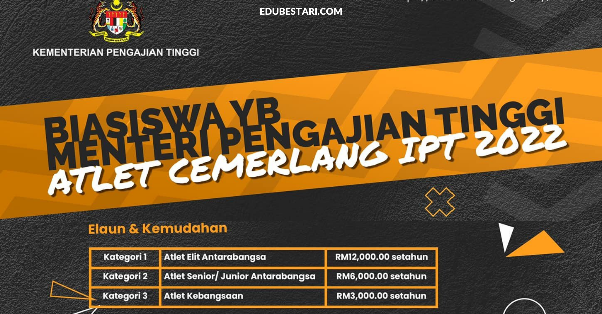 Tawaran Biasiswa YB Menteri Pengajian Tinggi – Atlet Cemerlang IPT Sesi 2022 Dibuka
