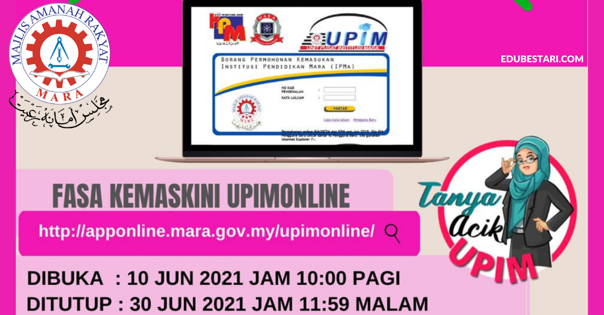 Fasa Kemaskini UPIMOnline Kemasukan Ke Program MARA Lepasan SPM Kini Dibuka 