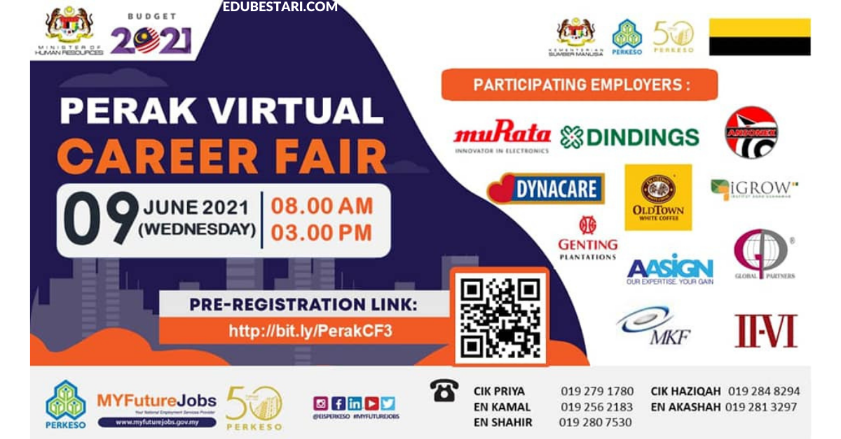 Perak Virtual Career Fair 3.0 Anjuran PERKESO. Daftar Temuduga Online Sekarang