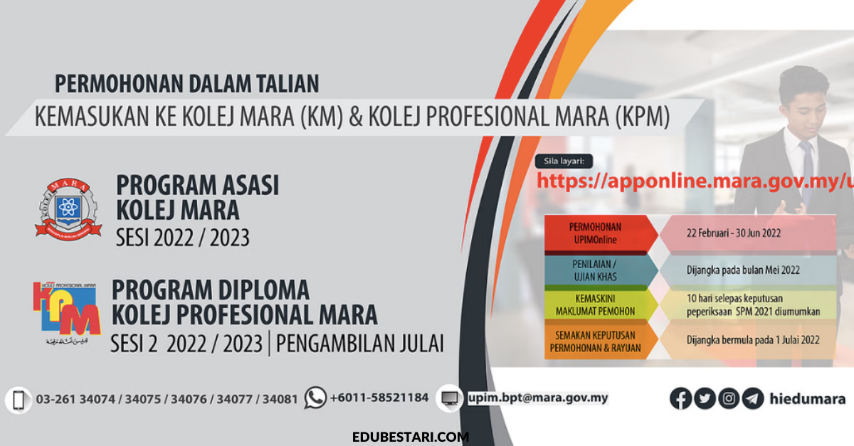 Permohonan Kemasukan Pengajian Asasi Kolej MARA Sesi 2022/2023 Dibuka