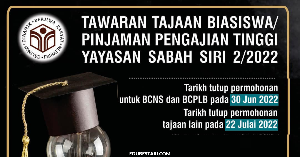 Permohonan Tajaan Biasiswa Pinjaman Pengajian Tinggi Yayasan Sabah 2022