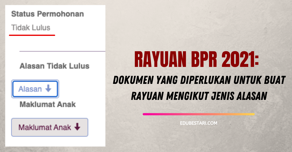 Rayuan BPR 2021: Dokumen Yang Diperlukan Untuk Buat Rayuan Mengikut Jenis Alasan