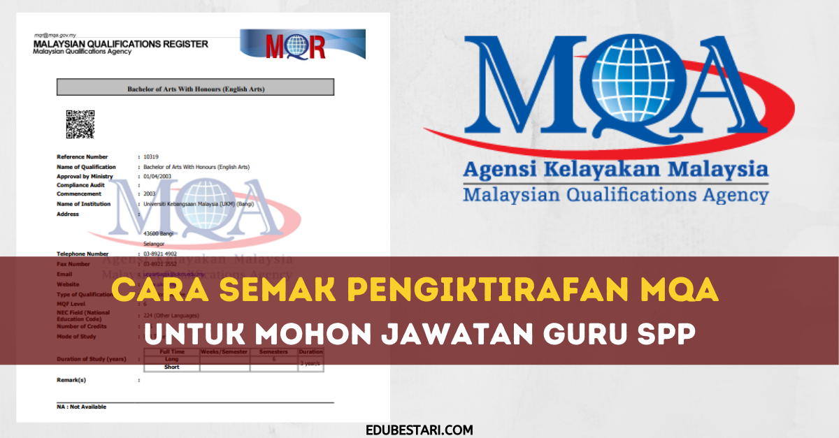Cara Semak Pengiktirafan MQA Untuk Mohon Jawatan Guru SPP