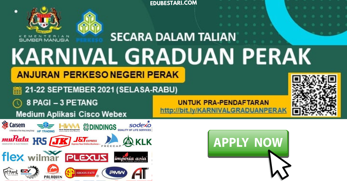 Daftar Karnival Kerjaya Graduan Perak Secara Online. Lebih 100 Jawatan Kosong Ditawarkan