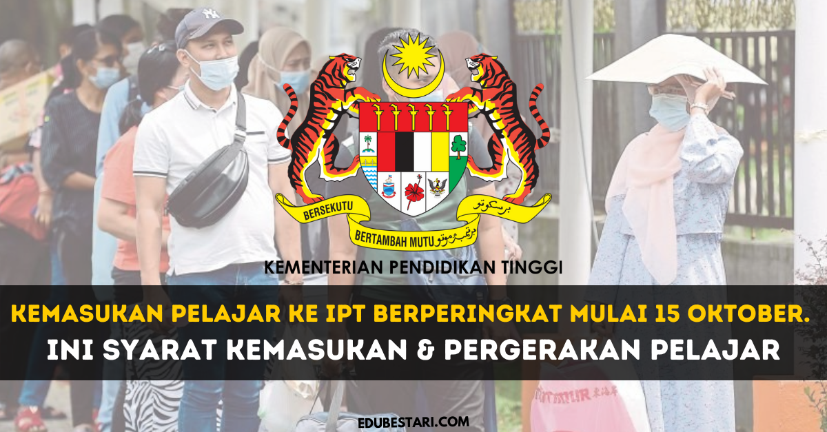 Kemasukan Pelajar Ke IPT Berperingkat Mulai 15 Oktober. Ini Syarat Kemasukan & Pergerakan Pelajar