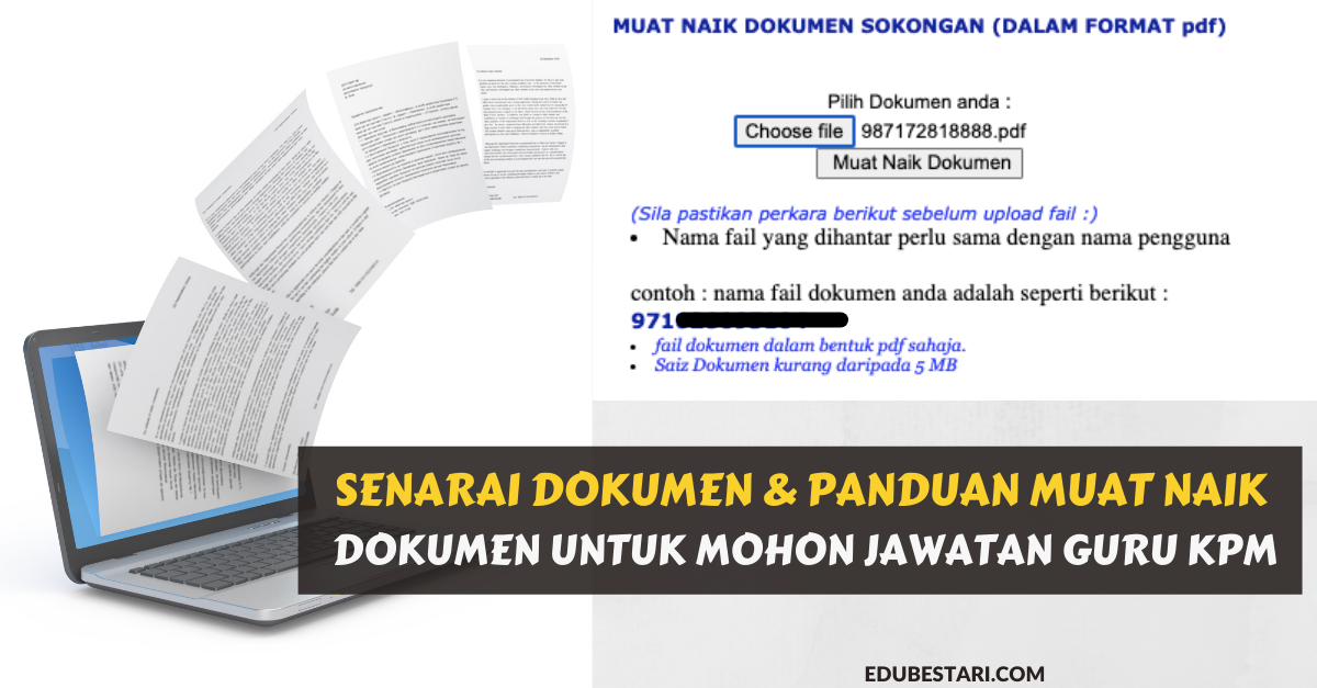 Senarai Dokumen & Panduan Muat Naik Dokumen Untuk Mohon Jawatan Guru KPM
