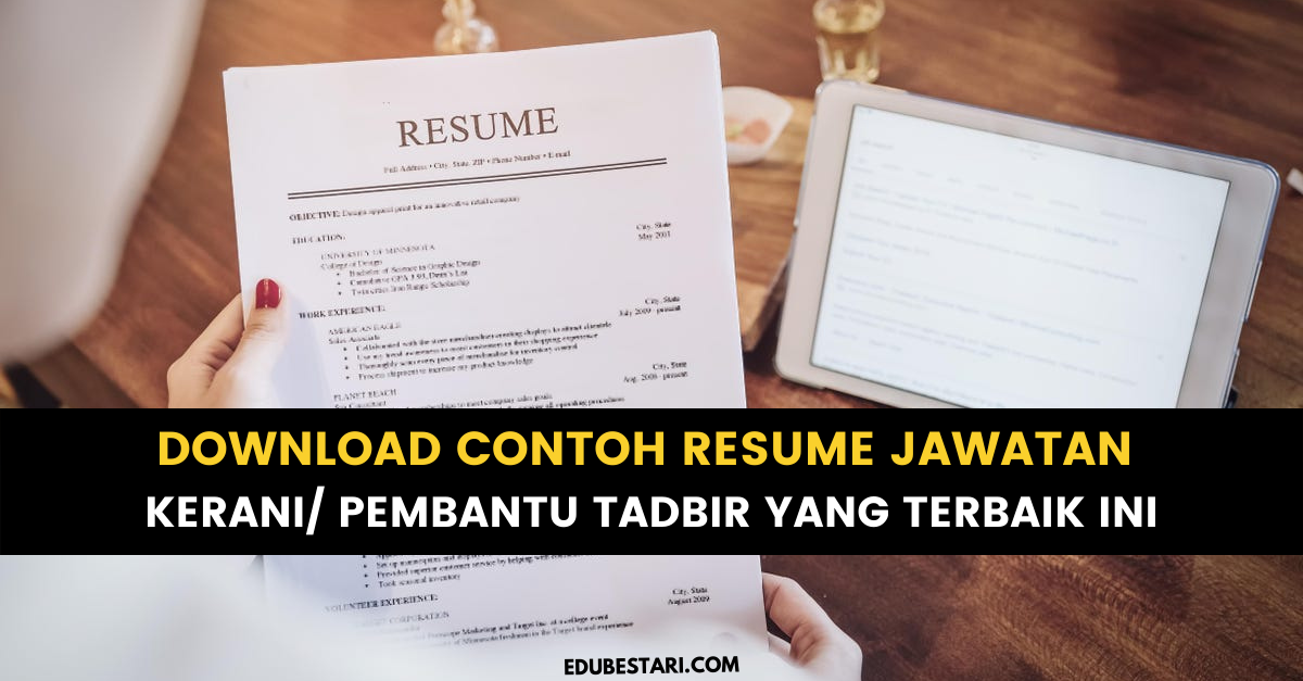 Download Contoh Resume Jawatan Kerani/ Pembantu Tadbir Yang Terbaik Ini