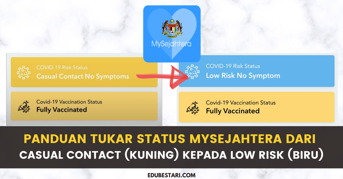 Panduan Tukar Status MySejahtera Dari Casual Contact (Kuning) Kepada Low Risk (Biru)