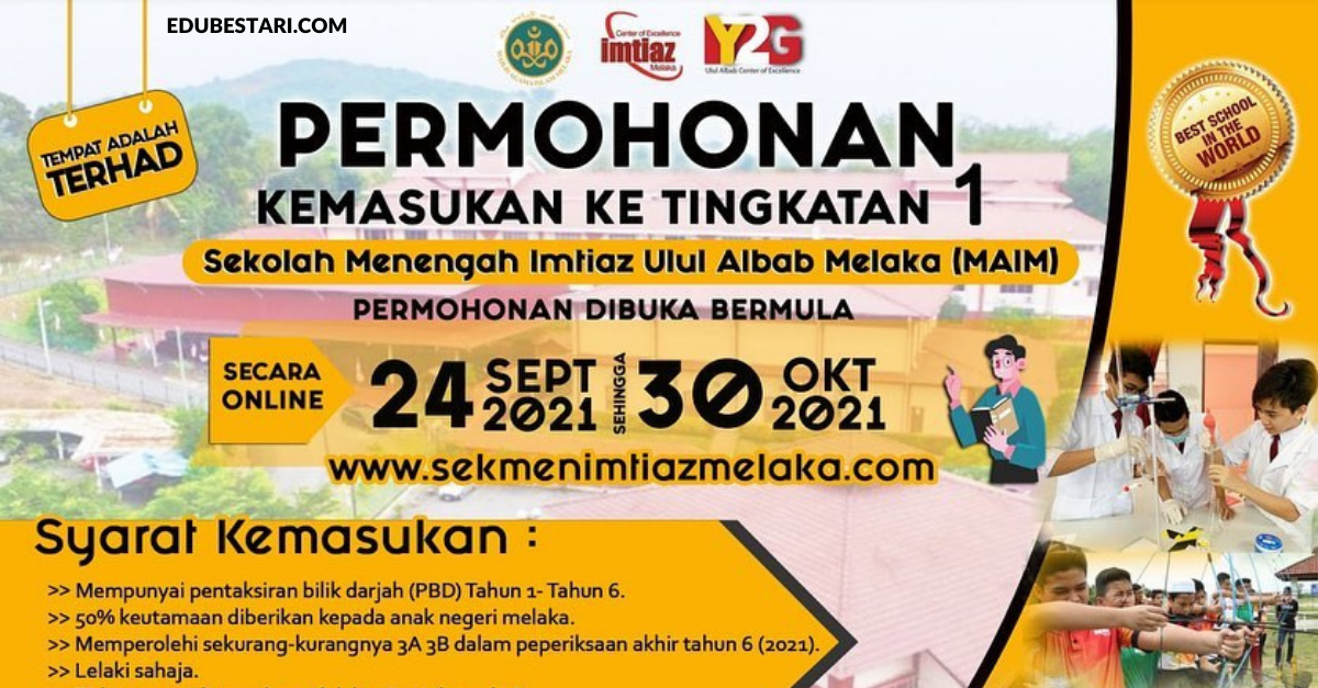 Permohonan Kemasukan Ke Tingkatan 1 Sekolah Menengah Imtiaz Ulu Albab Melaka (MAIM)