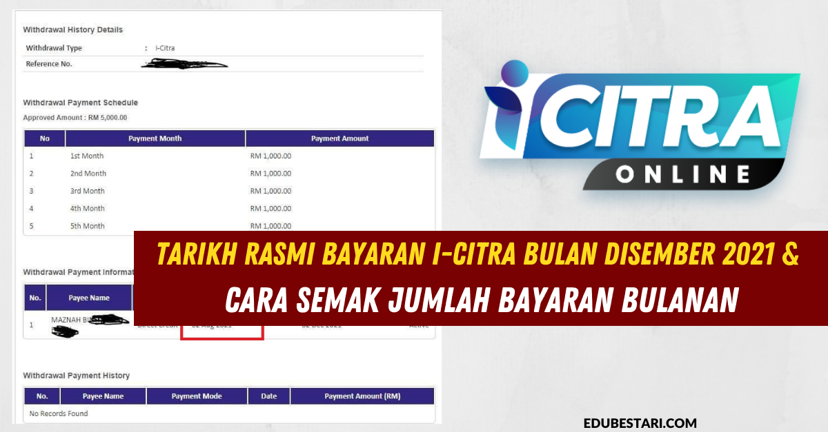 Tarikh Rasmi Bayaran i-Citra Bulan Disember 2021 & Cara Semak Jumlah Bayaran Bulanan