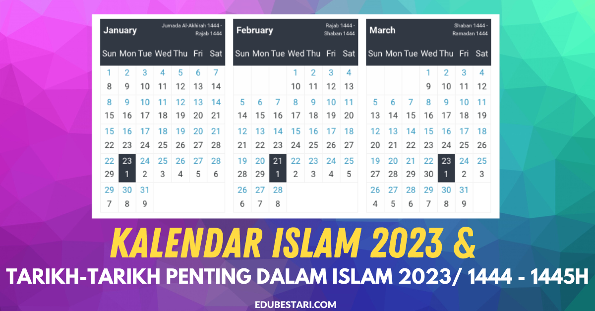 Kalendar Islam & Tarikh-Tarikh Penting Dalam Islam Tahun 2023/ 1444 – 1445H
