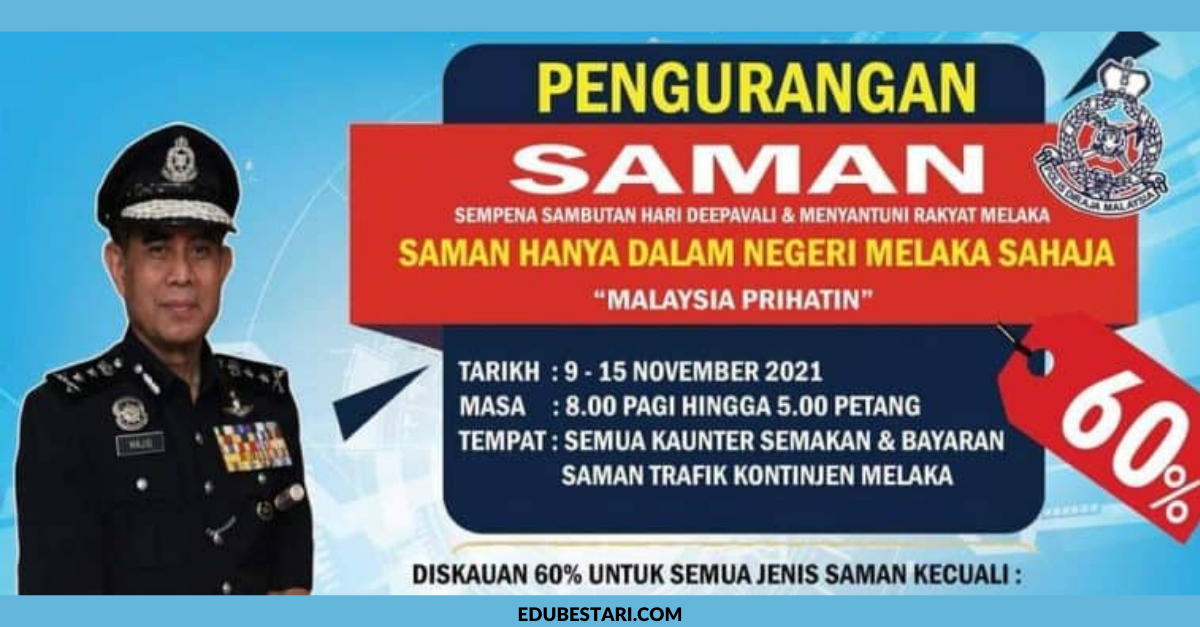 Melaka Tawarkan Diskaun Saman Trafik 60%. Ini Cara Dapatkan Diskaun Saman