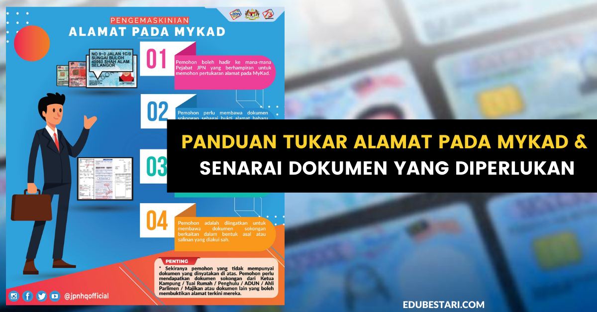 Panduan Tukar Alamat Pada MyKad & Senarai Dokumen Yang Diperlukan