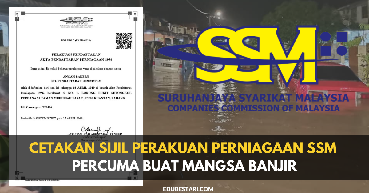 Cetakan Sijil Perakuan Perniagaan SSM Percuma Buat Mangsa Banjir