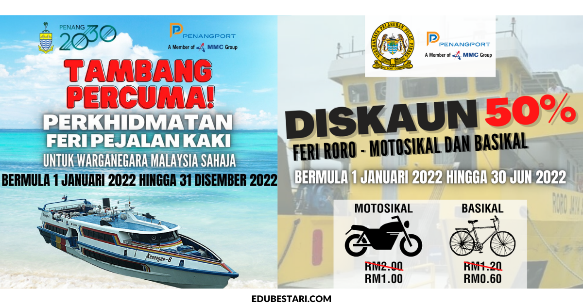 Feri P.Pinang Tawar Diskaun 50% Tambang Motosikal & Basikal Serta Tambang Percuma Feri Pejalan Kaki