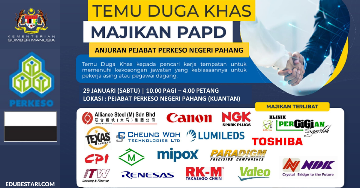 Daftar Temuduga Khas Majikan PAPD: Lebih 200 Peluang Pekerjaan Profesional & Kemahiran 