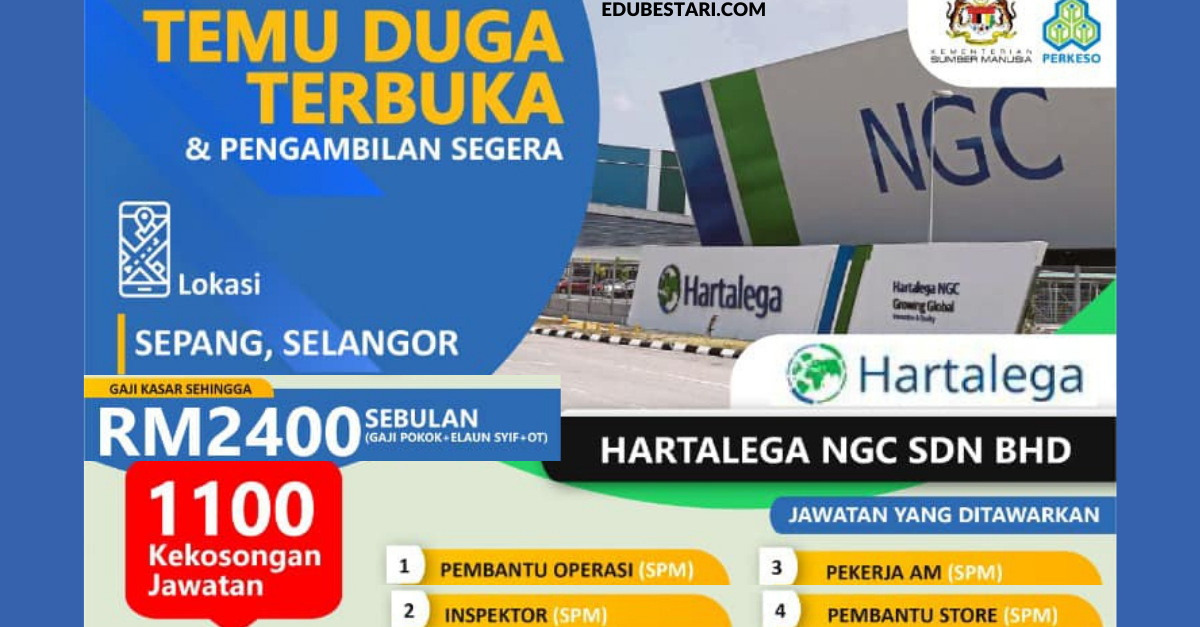 Daftar Temuduga Terbuka Hartalega. 1100 Kekosongan Jawatan Buat Lepasan SPM Dengan Gaji Sehingga RM2,400