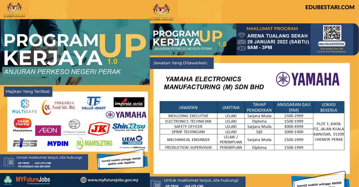 Kerjaya Up Perak: Daftar & Sertai Temuduga Terbuka Pelbagai Jawatan. Terima Insentif Mobiliti RM500