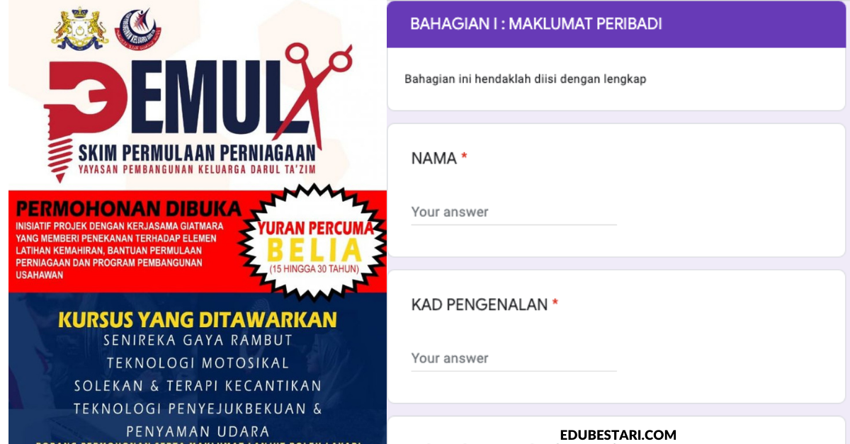 PEMULA: Daftar Skim Permulaan Perniagaan Percuma Buat Belia. Elaun RM200 & Bantuan Peralatan Diberi