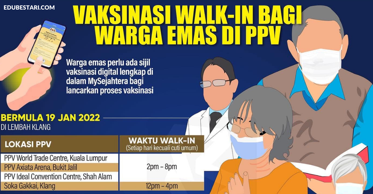 Vaksinasi Dos Penggalak Bagi Warga Emas Secara Walk In Di PPV Kini Dibuka