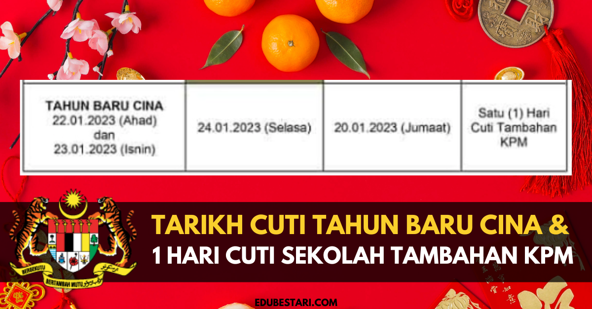 Tarikh Cuti Tahun Baru Cina 2023 & 1 Hari Cuti Sekolah Tambahan KPM